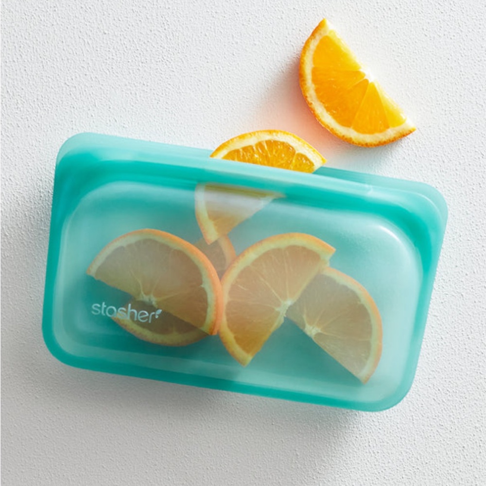 Set of 3 Stasher Reusable Silicone Snack Bag in Aqua Color